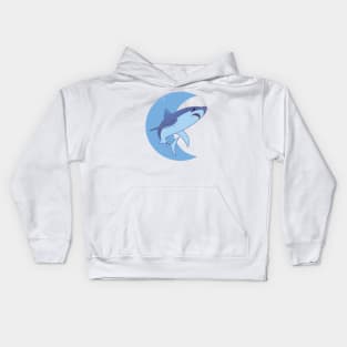 Great White Crescent Moon - Blue Kids Hoodie